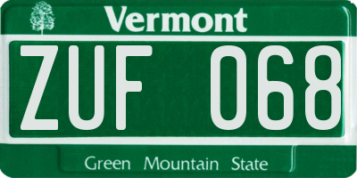 VT license plate ZUF068