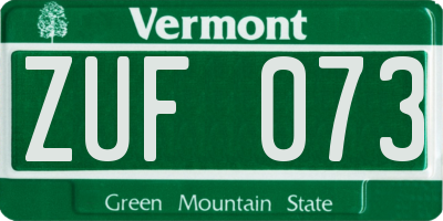 VT license plate ZUF073