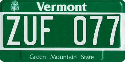 VT license plate ZUF077