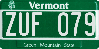 VT license plate ZUF079