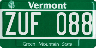 VT license plate ZUF088