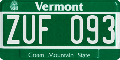 VT license plate ZUF093