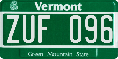 VT license plate ZUF096
