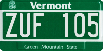 VT license plate ZUF105