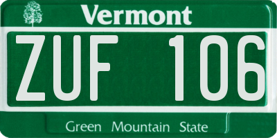 VT license plate ZUF106