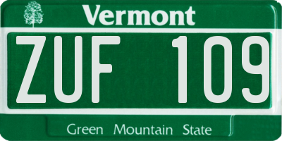 VT license plate ZUF109
