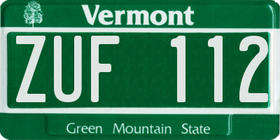 VT license plate ZUF112