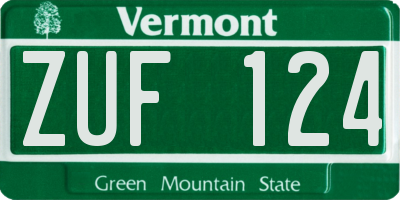 VT license plate ZUF124