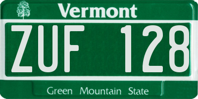VT license plate ZUF128
