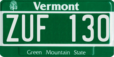 VT license plate ZUF130