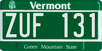 VT license plate ZUF131