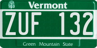 VT license plate ZUF132