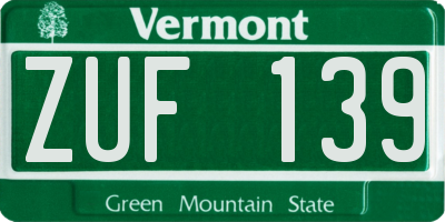 VT license plate ZUF139
