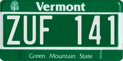 VT license plate ZUF141
