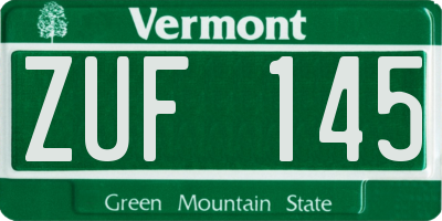 VT license plate ZUF145