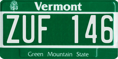 VT license plate ZUF146