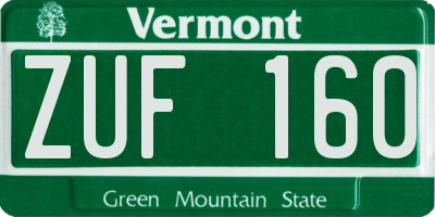 VT license plate ZUF160