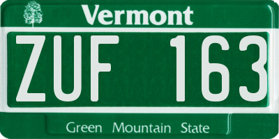 VT license plate ZUF163