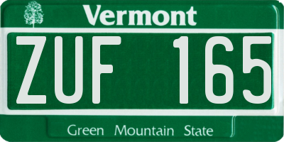 VT license plate ZUF165
