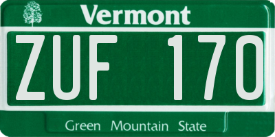 VT license plate ZUF170