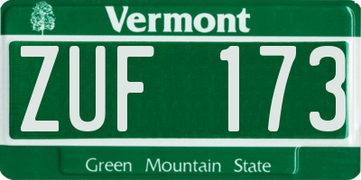 VT license plate ZUF173