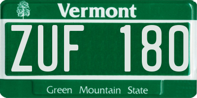 VT license plate ZUF180