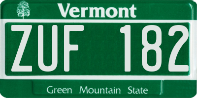 VT license plate ZUF182