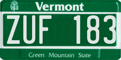 VT license plate ZUF183