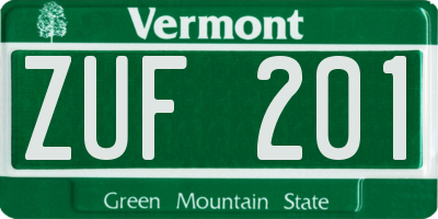 VT license plate ZUF201