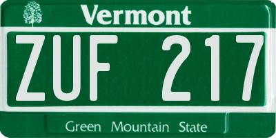 VT license plate ZUF217