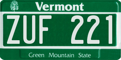 VT license plate ZUF221
