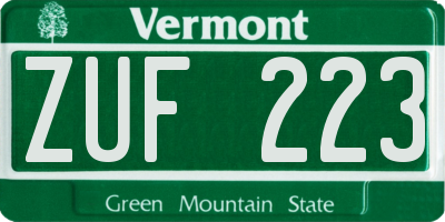 VT license plate ZUF223