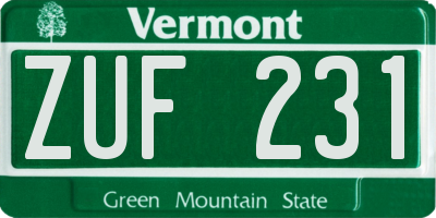 VT license plate ZUF231