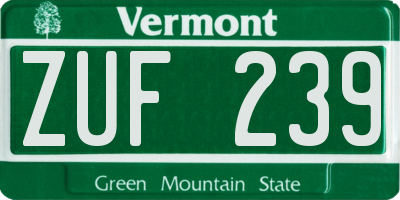 VT license plate ZUF239