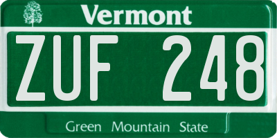 VT license plate ZUF248