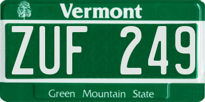 VT license plate ZUF249