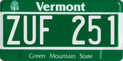 VT license plate ZUF251