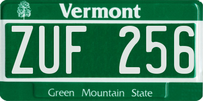 VT license plate ZUF256