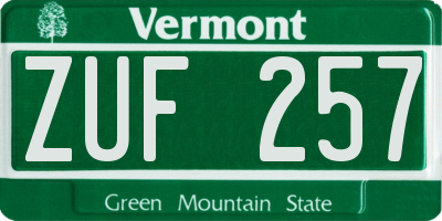 VT license plate ZUF257