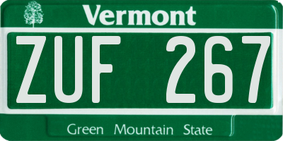 VT license plate ZUF267