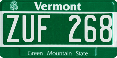 VT license plate ZUF268
