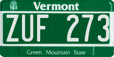 VT license plate ZUF273
