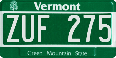 VT license plate ZUF275