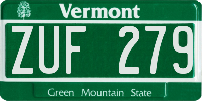VT license plate ZUF279