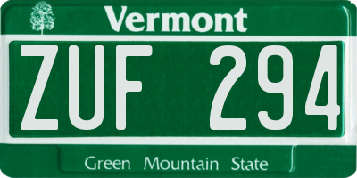 VT license plate ZUF294