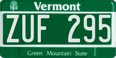 VT license plate ZUF295