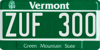 VT license plate ZUF300