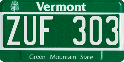 VT license plate ZUF303