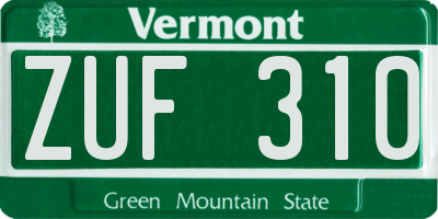 VT license plate ZUF310