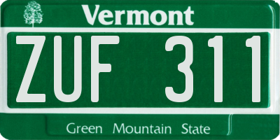 VT license plate ZUF311